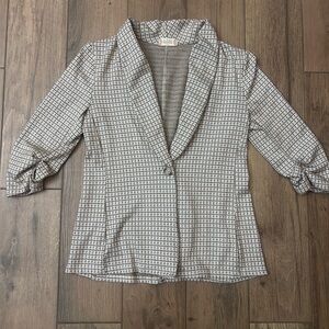 Altar'd State Houndstooth Knit Rouched Sleeve Blazer Womens Small